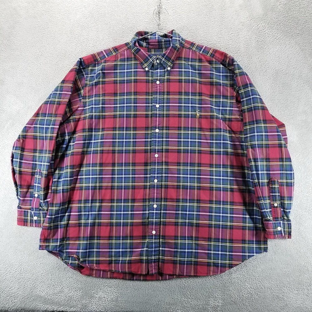 Ralph Lauren Shirt Mens 3XB Red Green Plaid Button Down Long Sleeve Casual
